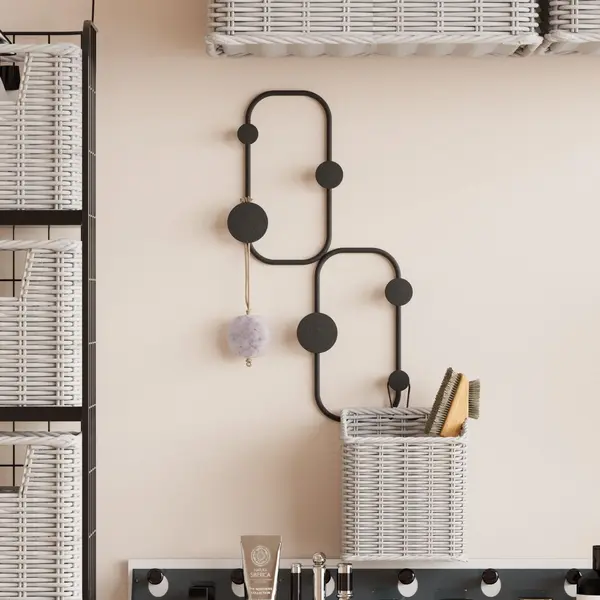 Cuier de hol metalic Metal Wall Hook Elegance 1, Negru, 26x5 cm