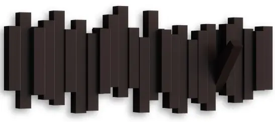 Cuier de perete Umbra - Sticks, cu 5 cârlige, espresso