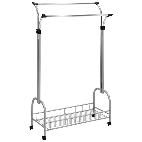 Cuier Mobil Cu Raft Pantofi culoare aluminiu, culoare crom, 100/195/40 cm