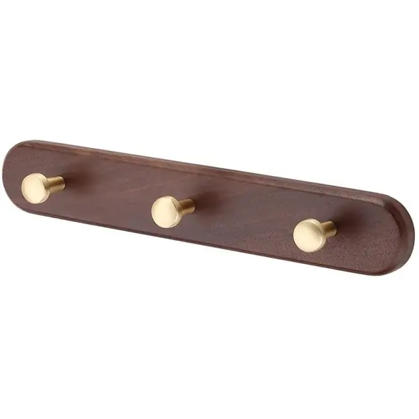 Cuier Perete Model Tapio, 3 Carlige, Finisaj Nuc/Auriu Mat
