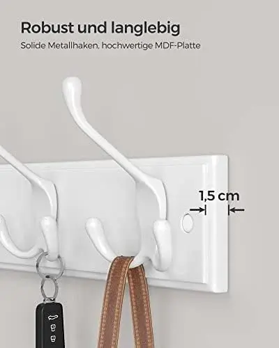 Cuier, Songmics, Alb, 40x11x7 cm