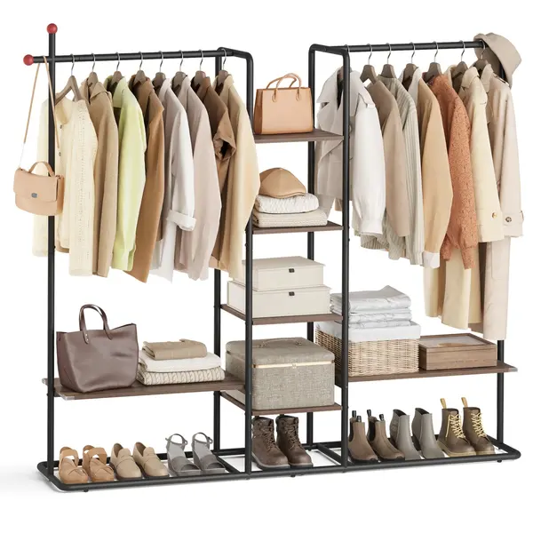 Cuier stander garderoba, Zina, Songmics, Nuc, 163.6x33.8x175.3 cm