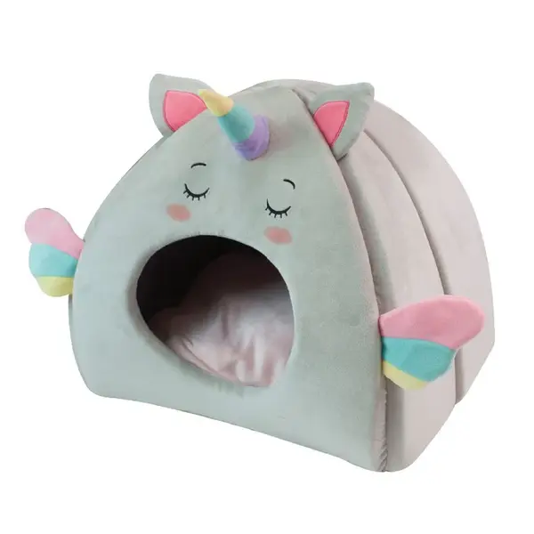 Culcus piramida pentru pisici Croci Fluffy Unicorn, 43 x 33 x 39 cm