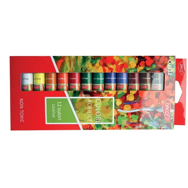 Culori acrilice, 12culori/set, 12ml, Daco