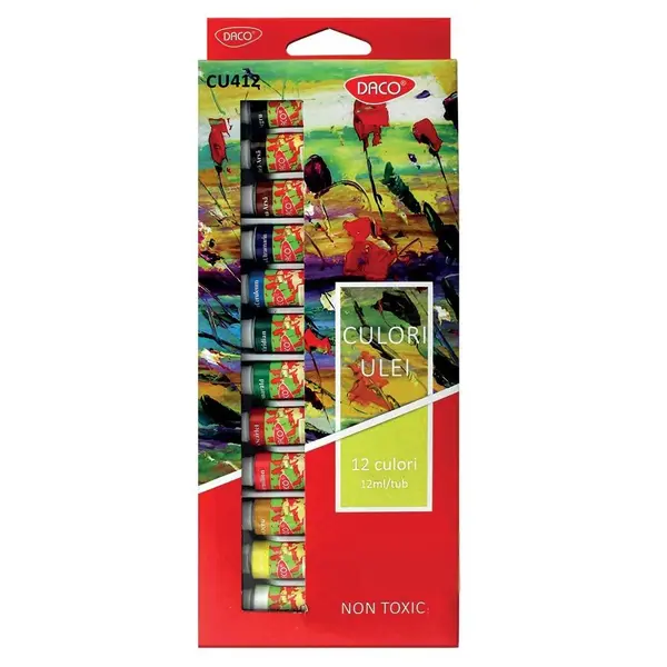 Culori pe baza de ulei, 12tuburi/cutie, 12ml/tub, Daco