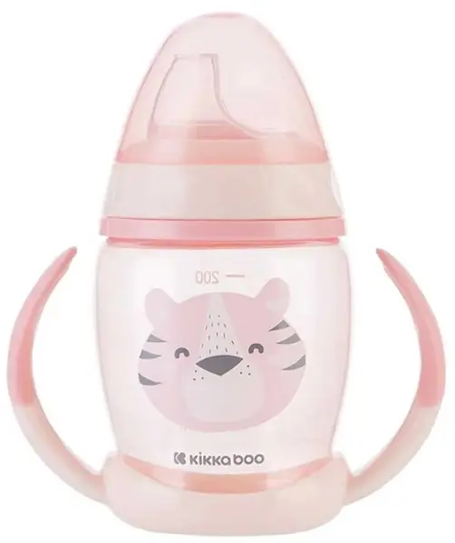 Cupă cu vârf de silicon KikkaBoo - Happy face, Pink, 200 ml