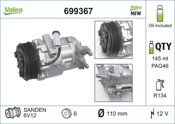 Cupla magnetica, compresor climatizare VALEO 699367