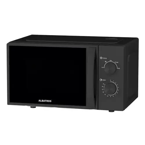 Cuptor cu microunde Albatros MWA-20MB4, 20 L, 700 W, 5 trepte, Temporizator, Iluminare interioara (Negru)