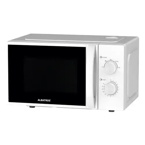Cuptor cu microunde Albatros MWA-20MC4, 20 L, 700 W, 5 trepte, Temporizator, Iluminare interioara (Alb)