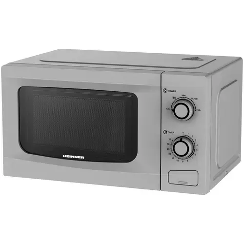 Cuptor cu microunde Heinner HMW-M2035SL, 20 l, 700 W, Control mecanic, Timer, Argintiu