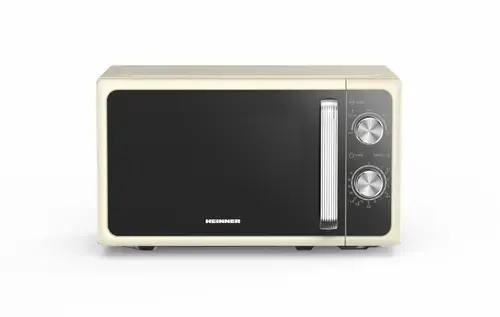 Cuptor cu microunde HEINNER HMW-MD20MRCR, 800 W, 20 l, 5 trepte putere, Platou rotativ 25.5 cm (Crem)