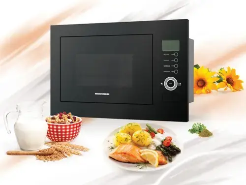 Cuptor cu microunde incorporabil HEINNER HMW-MDBI34CTBK, 25 l, 900 W, Timer, Control Touch, Grill, 1000 W, 5 trepte putere, 8 programe (Negru)