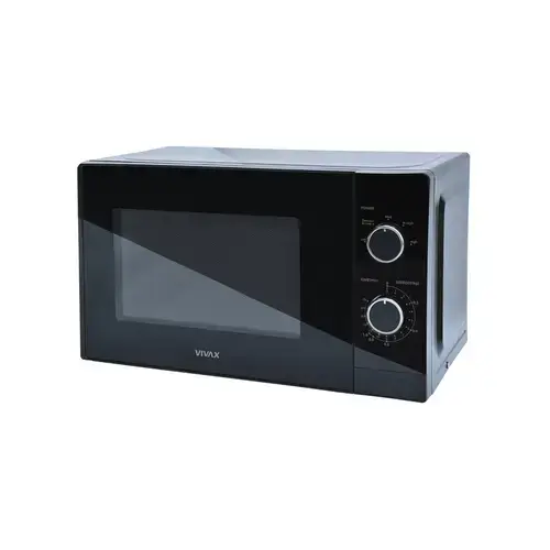 Cuptor cu microunde VIVAX MWO-2071B, Capacitate 20L, Putere 700W, Control mecanic, 5 niveluri de putere, Timer, Functie dezghetare dupa greutate, Geam sticla (Negru)