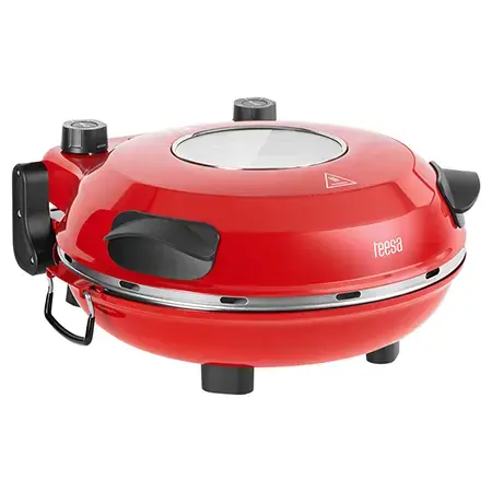 Cuptor de pizza Teesa TSA3238, 1200 W, Temporizator, Temperatura ajustabila 110-405 C, Temporizator 15 min, Diametru 31 cm (Rosu)