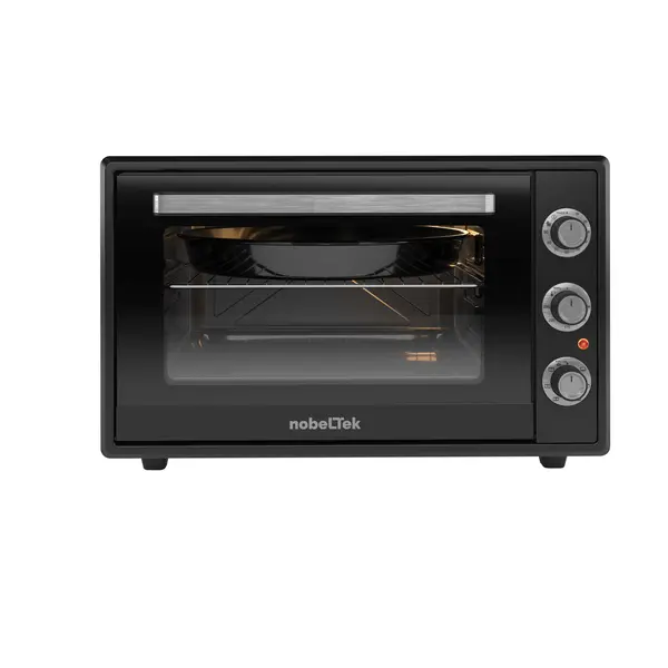 Cuptor electric NobeLTek, 60L, 2000W, grill, timer, termostat, sticla dubla, ventilator, iluminare, Negru