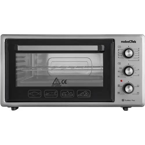 Cuptor electric NobeLTek NLT FSO48X, 48L, 1600W, grill, timer, termostat, sticla dubla, ventilator, iluminare (Argintiu)