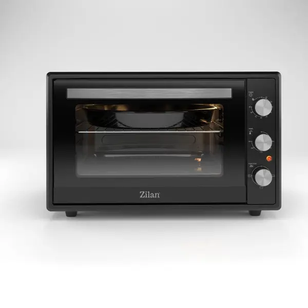 Cuptor electric Zilan ZLN2433, Putere 2000W, Capacitate 65L, Geam dublu, Timer, Termostat, 3 trepte putere, interior emailat, Negru