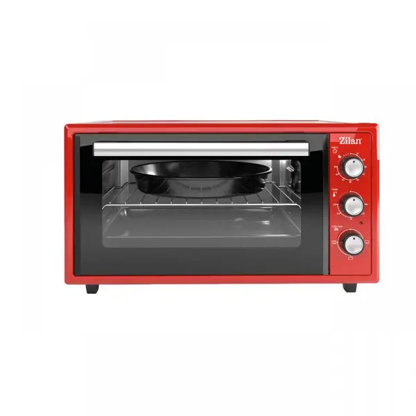 Cuptor electric Zilan ZLN5650, Putere 2000W, Capacitate 45L, Timer, Termostat, 3 trepte putere, interior emailat, Rosu