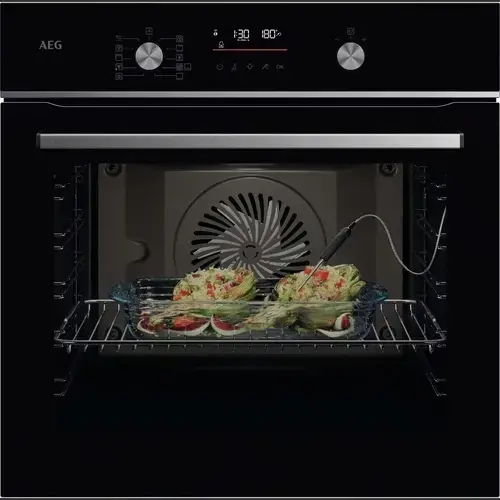 Cuptor incorporabil AEG OS6CB531AB, Electric, Autocuratare catalitica, Conectivitate WI-FI, Inchidere amortizata a usii, Grill, Ghidaj telescopic pe 1 nivel, volum net 71 L, Clasa A+, Sticla (Negru)