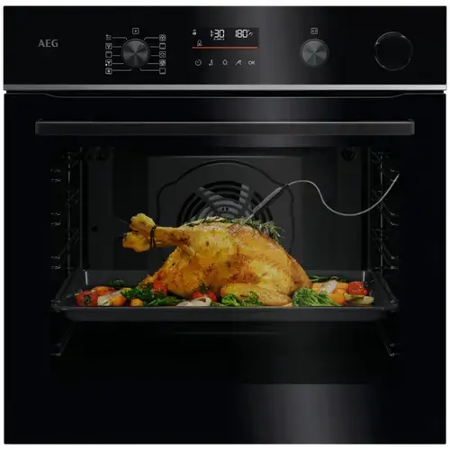 Cuptor incorporabil AEG TR6PB531SB, Electric, 72 l, SteamCrisp-gatire cu abur, Autocuratare pirolitica, Conectivitate WI-FI, Afisaj digital, 45 programe predefinite, Timer cu display electronic, Grill, Senzor gatire, Clasa energetica A++ (Negru)