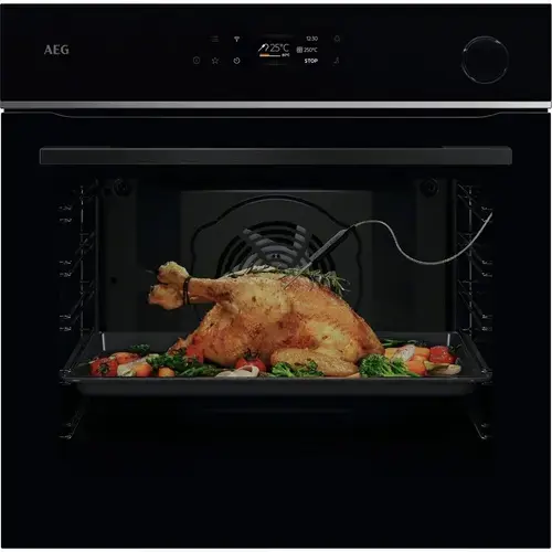 Cuptor incorporabil AEG TR7PB63ZSB, Electric, SteamCrisp-gatire cu abur, Conectivitate WI-FI, Autocuratare pirolitica, Control touch, 167 programe predefinite, Senzor gatire, Inchidere amortizata a usii, 72 L, Clasa A+ (Negru)