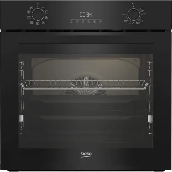 Cuptor incorporabil Beko BBIM18302BCSE, 72 l, Multifunctional, Autocuratare catalitica, RecycledNet, AEROperfect, Rafturi telescopice, Negru, Clasa A+