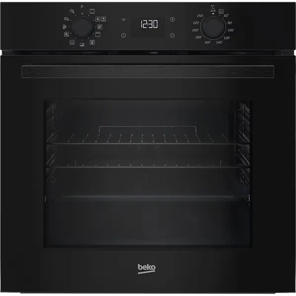 Cuptor incorporabil Beko BBIM7300BC, 71 l, Functie automata paine, Iluminare halogen, Soft close, Display electronic, Autocuratare SteamShine, Negru, Clasa A+
