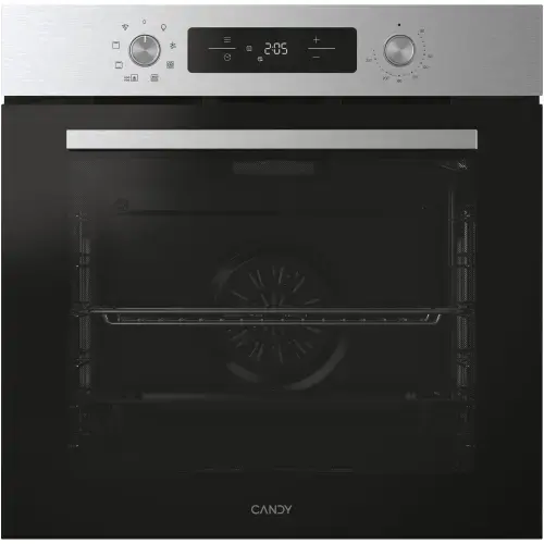 Cuptor incorporabil Candy Titanium CA6 NP3T3HTB, Electric, 78 litri, Curatare Hidrolitica, 9 functii, Butoane Push-pull, Softclose, Clasa A+ (Inox)