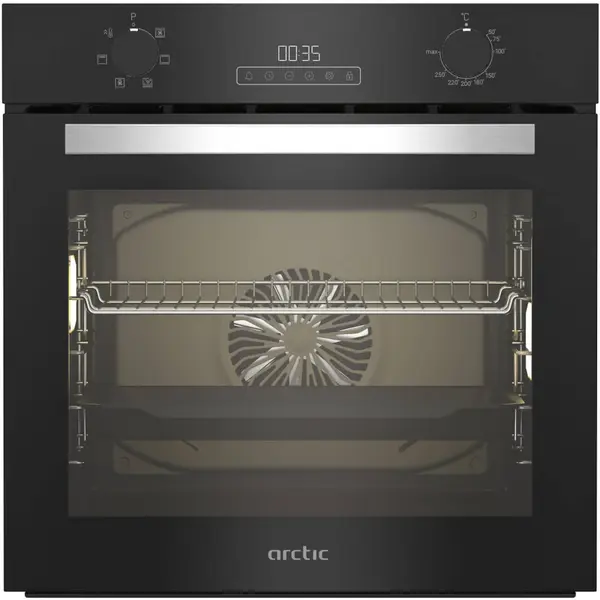 Cuptor incorporabil electric Arctic ARVIE1430BM, 2.4 kW, 71 l, AeroCooking, 6 functii de gatire, Autocuratarea catalica, Timer Digital, Negru, Clasa A