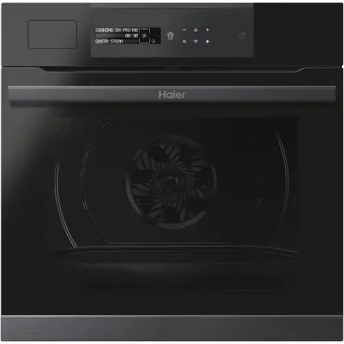 Cuptor incorporabil Haier HWO60SM5S9BH, Electric, 70 l, Autocuratare pirolitica, Interfata I-Message Steam, Wi-Fi+ Bluetooth, Sonda temperatura cu fir, Softclose, Clasa A+ (Negru)