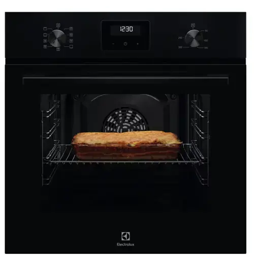 Cuptor incorporabil multifunctional Electrolux Seria 300 SurroundCook LOF3H10BK, Electric, 65 l, 9 functii, Convectie, Timer cu display electronic, Grill, 65 l, Ghidaj telescopic pe 1 nivel, 1 tava emailata + 1 gratar, Clasa A (Negru)