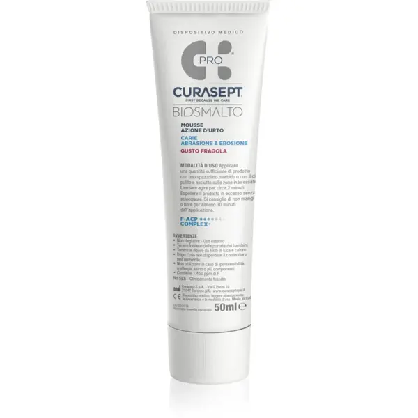 Curasept Biosmalto Mousse spuma pentru refacerea smaltului dintilor Strawberry 50 ml