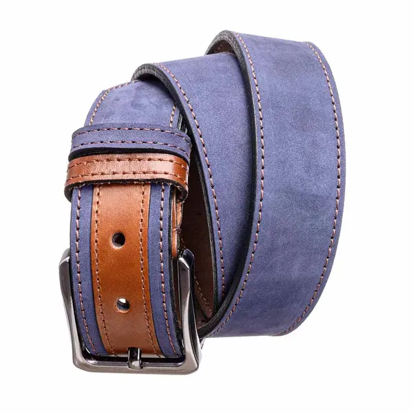 Curea barbati din piele naturala bleumarin Detail - 130 cm