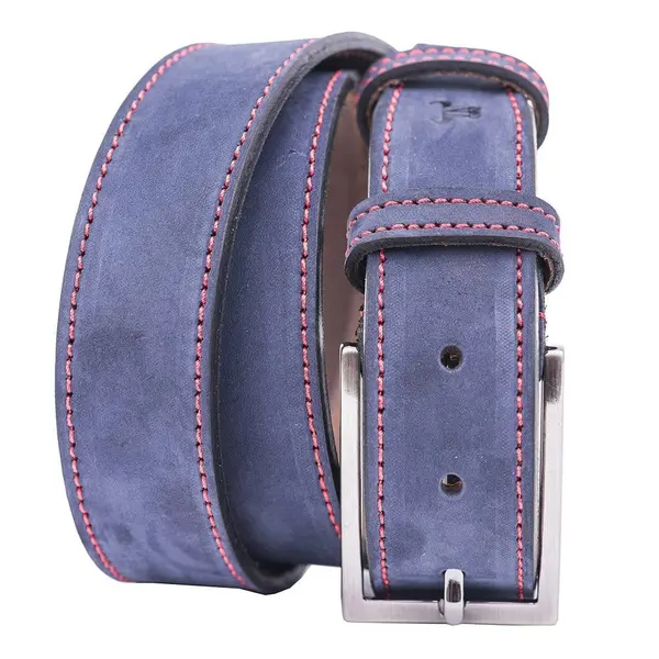 Curea barbati din piele naturala bleumarin Line - 110 cm