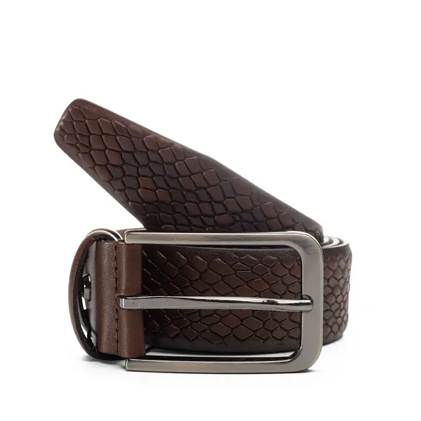 Curea barbati din piele naturala maro Snake - 115 cm