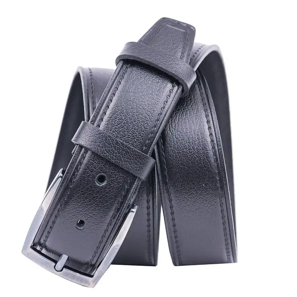 Curea barbati din piele naturala neagra Classic - 125 cm