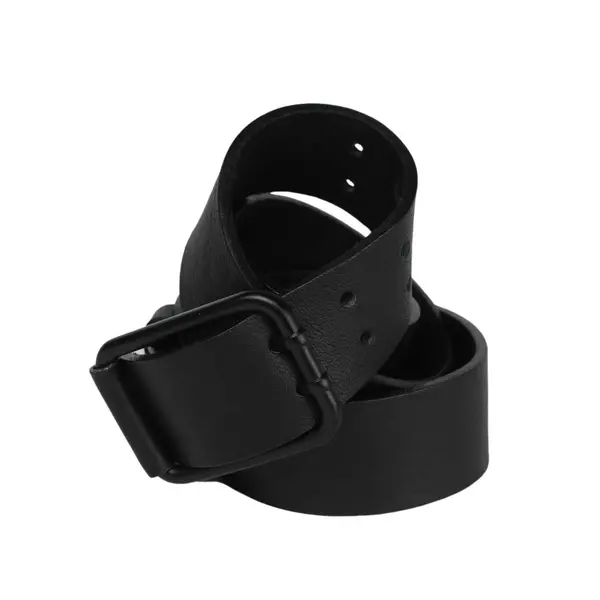 Curea barbati din piele naturala neagra Two Holes - 110 cm
