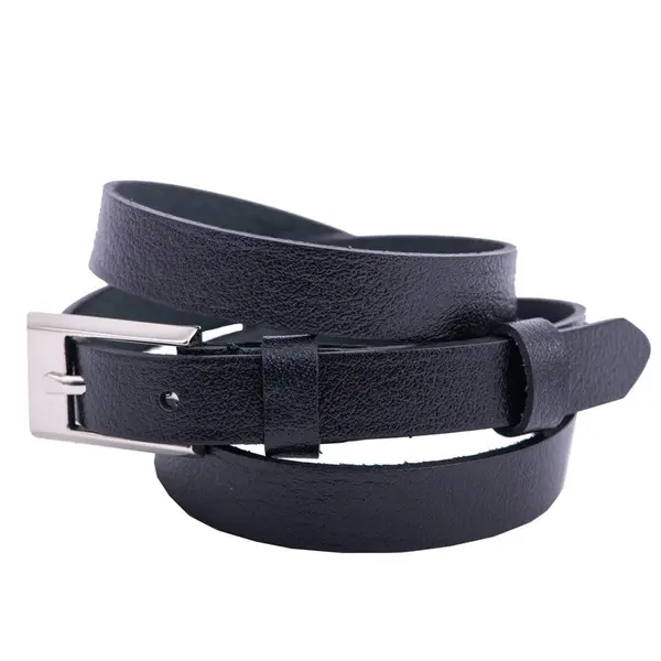 Curea femei din piele naturala neagra Slim - 105 cm