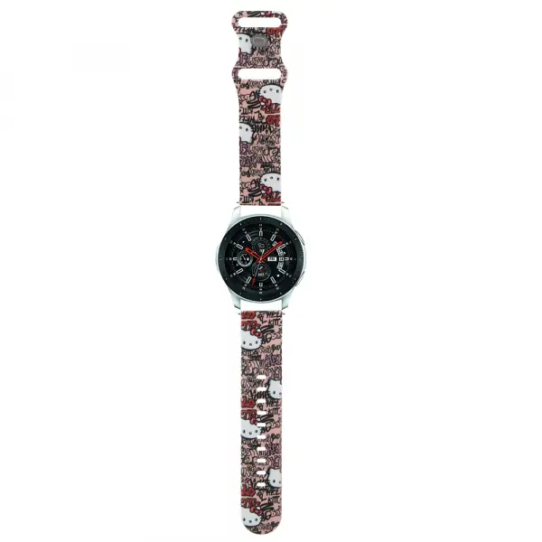 Curea Hello Kitty Silicone Tags Graffiti pentru Samsung Galaxy Watch / Huawei Watch 46mm / 45mm / 41mm Series, Roz