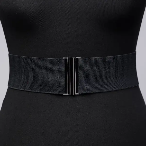 Curea lata neagra din material elastic - 6 cm
