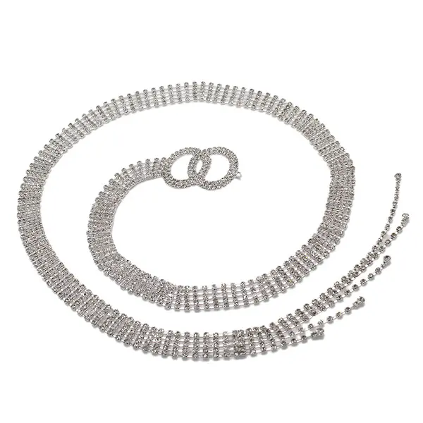 Curea metalica decorativa, Vari cu pietre artizanale, Argintiu