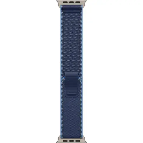 Curea Smartwatch Apple MFT64ZM/A pentru Watch 49mm, Trail Loop - S/M - Natural Titanium Finish (Albastru)