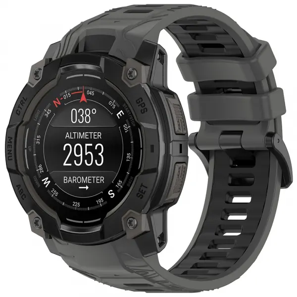 Curea Techsuit W077 pentru Garmin Instinct 3 50mm Solar / Instinct 3 50mm, Gri