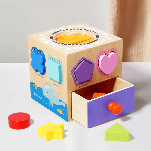 Cutia magica senzoriala Montessori din lemn - dezvoltare tactila si motricitate