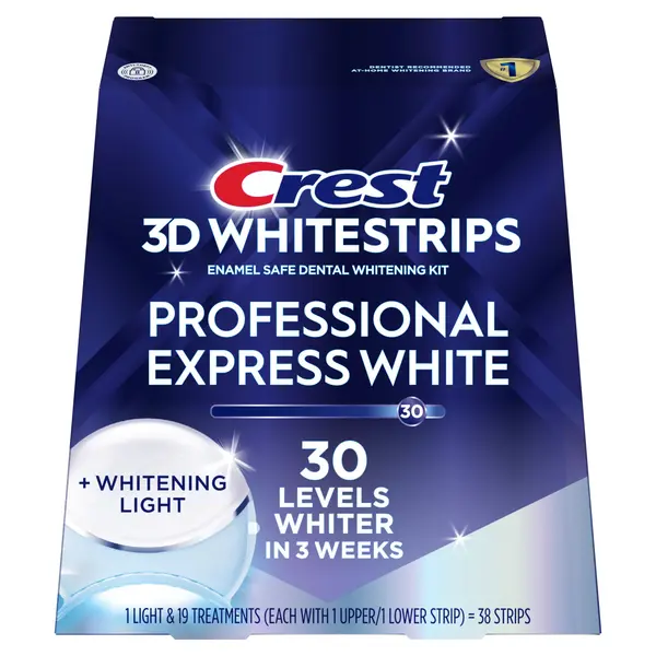 Cutie 19x Plicuri, Benzi Albirea Dintilor, Crest, 3D White, Professional Express White LED, cu lampa UV, 10% Concentratie, Tratament 19 zile, 60 min,