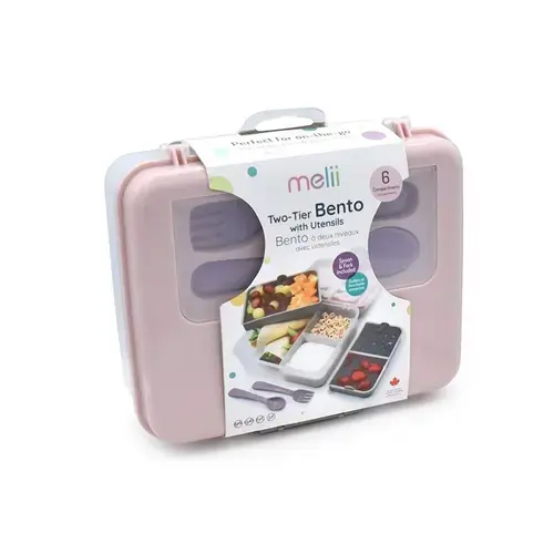Cutie alimentara Melii Bento, 4 compartimente, cu lingura si furculita