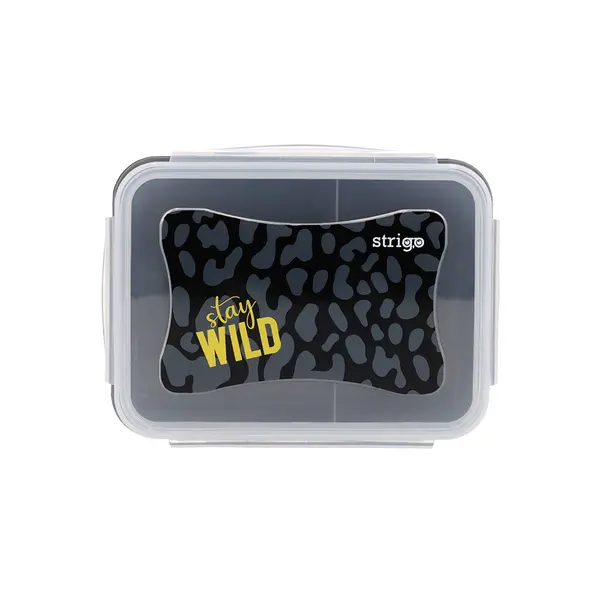 Cutie alimentara Strigo Stay Wild, negru-gri, 16.5 12 6.5 cm
