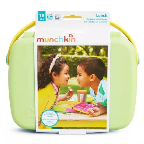 Cutie Bento Lunch Munchkin cu ustensile din inox 18L+ green