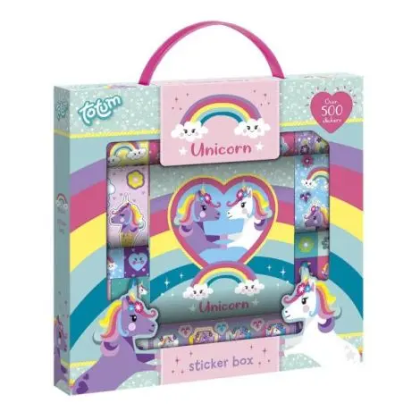 Cutie cu abtibilduri cu unicorni, pe rola