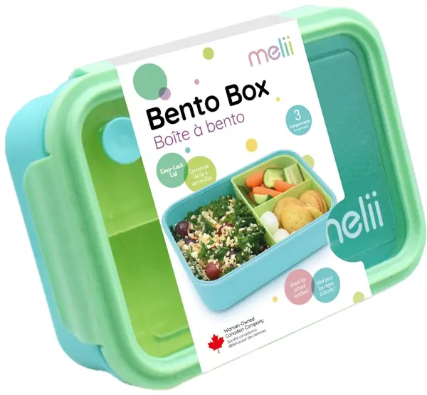 Cutie cu alimente pentru copii Melii - Cu compartimente detașabile, 1250 ml, albastru - verde